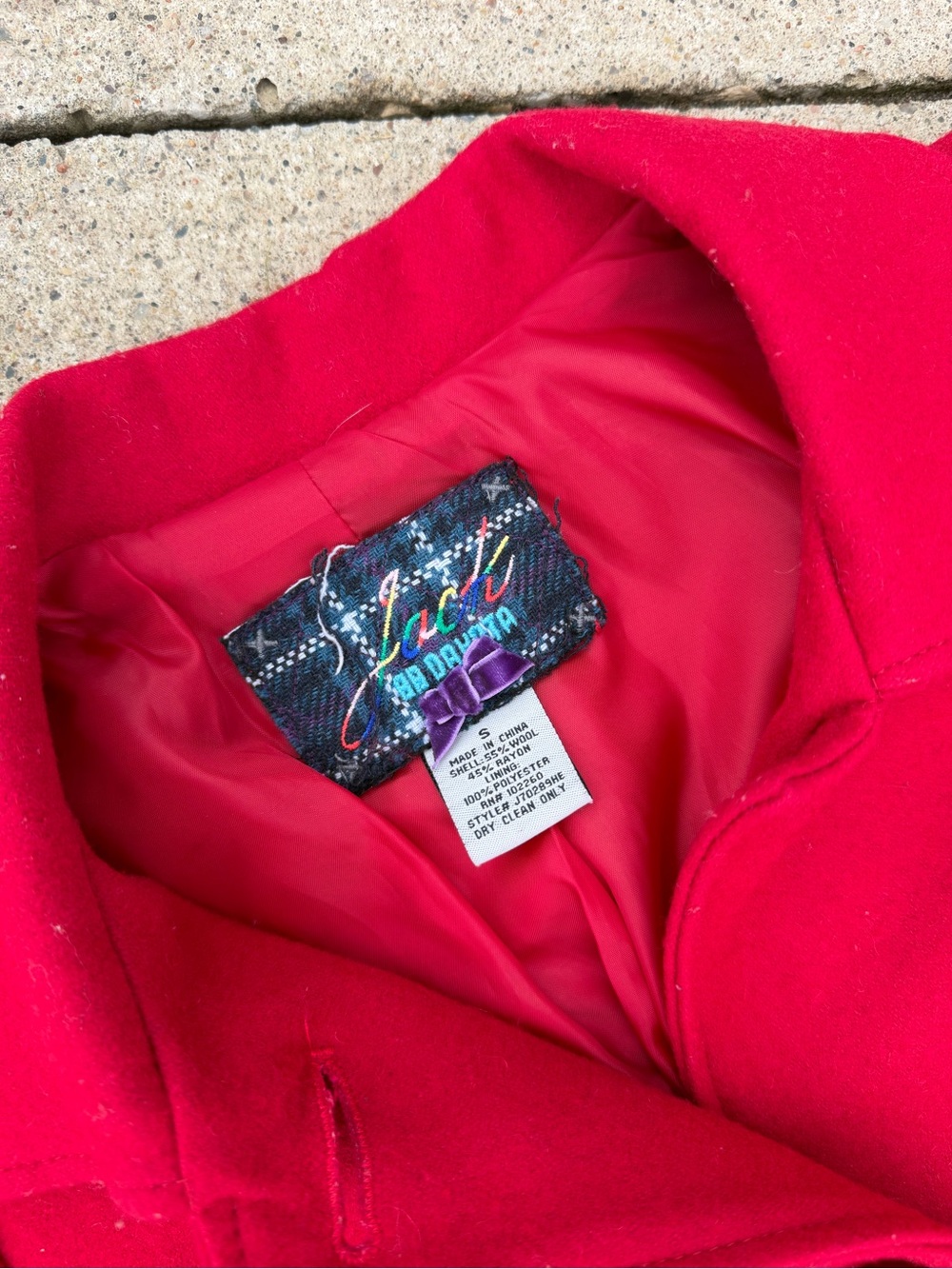 St. John's Bay Red Wool-Blend Pea Coat - Picture 2 of 3